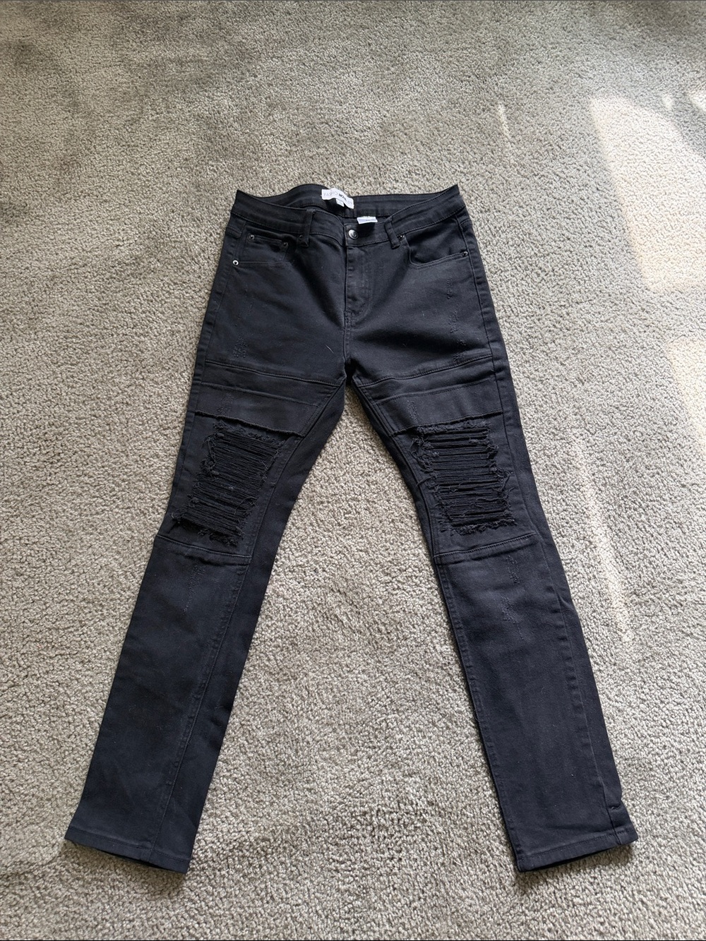 Fashion Nova Men's Black Skinny Ripped Jeans